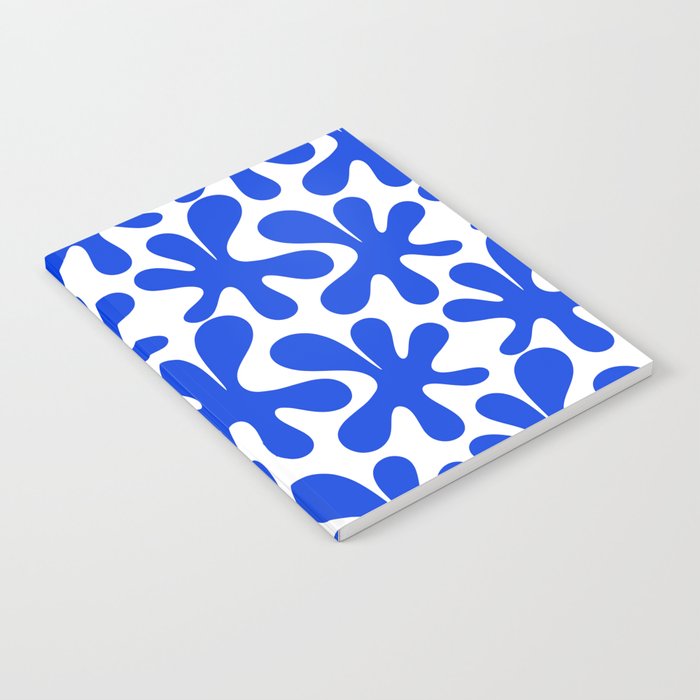 Bold Blue Funky Abstract Amoeba Dance Pattern on White Notebook Gallery Image 2