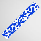 Bold Blue Funky Abstract Amoeba Dance Pattern on White Table Runner Gallery Image 3