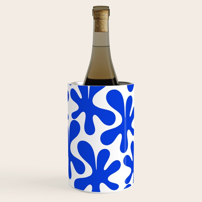 Bold Blue Funky Abstract Amoeba Dance Pattern on White Wine Chiller Gallery Image 3