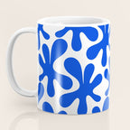 Bold Blue Funky Abstract Amoeba Dance Pattern on White Coffee Mug Gallery Image 3