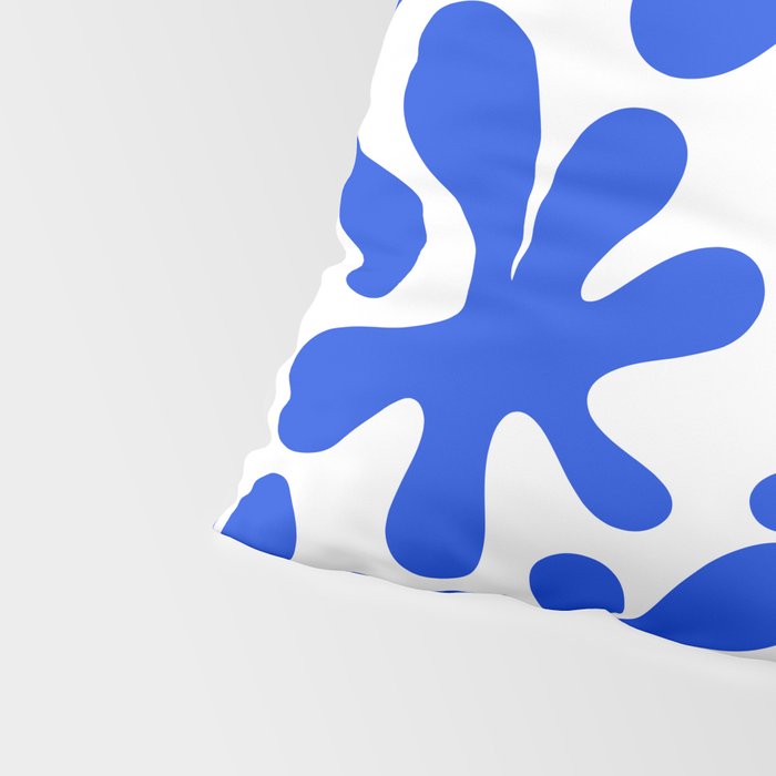 Bold Blue Funky Abstract Amoeba Dance Pattern on White Pillow Sham Gallery Image 4