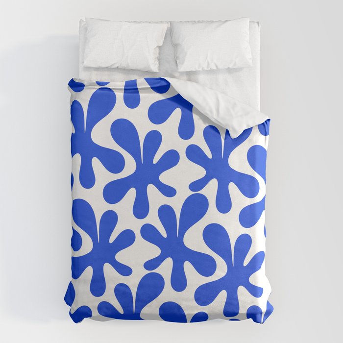 Bold Blue Funky Abstract Amoeba Dance Pattern on White Duvet Cover Gallery Image 6