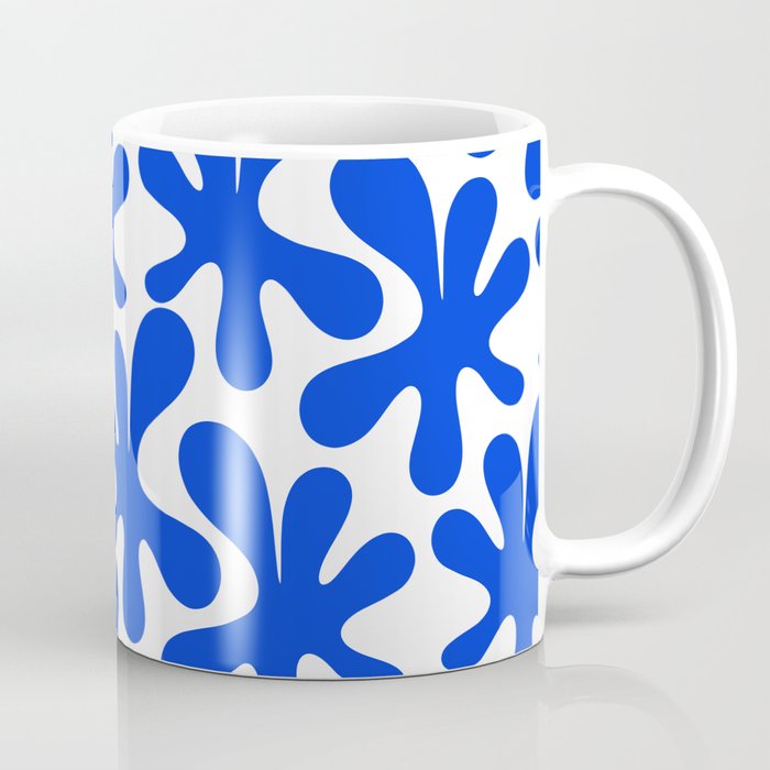 Bold Blue Funky Abstract Amoeba Dance Pattern on White Coffee Mug Gallery Image 1
