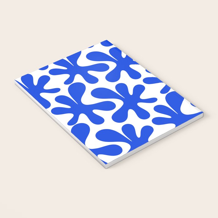 Bold Blue Funky Abstract Amoeba Dance Pattern on White Notebook Gallery Image 3