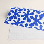 Bold Blue Funky Abstract Amoeba Dance Pattern on White Wrapping Paper Gallery Image 2