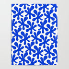 Bold Blue Funky Abstract Amoeba Dance Pattern on White Poster Gallery Image 4