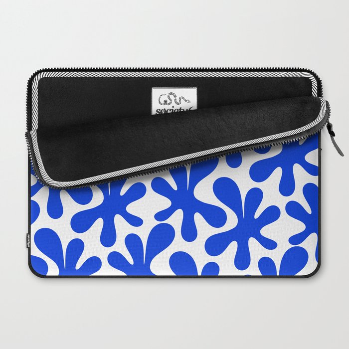 Bold Blue Funky Abstract Amoeba Dance Pattern on White Laptop Sleeve Gallery Image 2