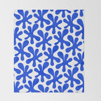 Bold Blue Funky Abstract Amoeba Dance Pattern on White Throw Blanket Gallery Image 2