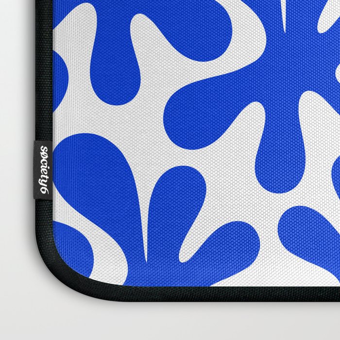Bold Blue Funky Abstract Amoeba Dance Pattern on White Laptop Sleeve Gallery Image 3