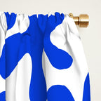 Bold Blue Funky Abstract Amoeba Dance Pattern on White Window Curtain Gallery Image 2
