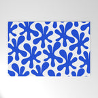 Bold Blue Funky Abstract Amoeba Dance Pattern on White Welcome Mat Gallery Image 1