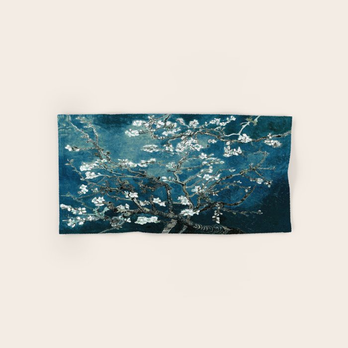 Van Gogh Almond Blossoms : Dark Teal Bath Towel Gallery Image 1