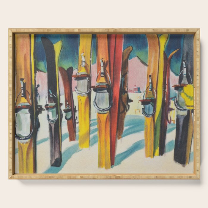 Valais Vintage Ski Travel Poster Serving Tray Gallery Image 1