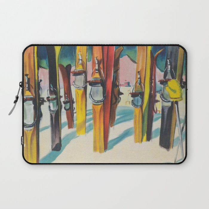 Valais Vintage Ski Travel Poster Laptop Sleeve Gallery Image 1