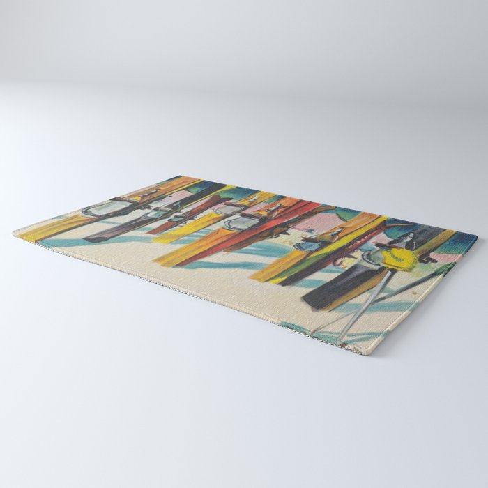 Valais Vintage Ski Travel Poster Rug Gallery Image 3