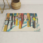 Valais Vintage Ski Travel Poster Rug Gallery Image 1