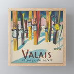 Valais Vintage Ski Travel Poster Mini Art Print Gallery Image 1