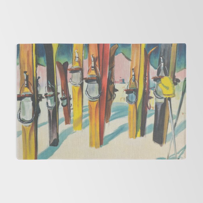 Valais Vintage Ski Travel Poster Rug Gallery Image 2