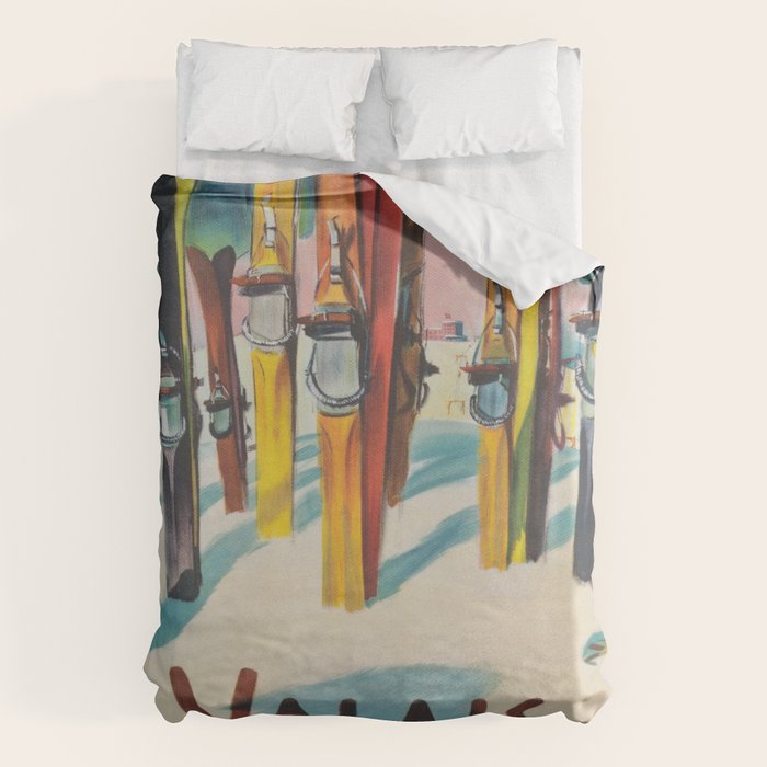 Valais Vintage Ski Travel Poster Duvet Cover Gallery Image 6