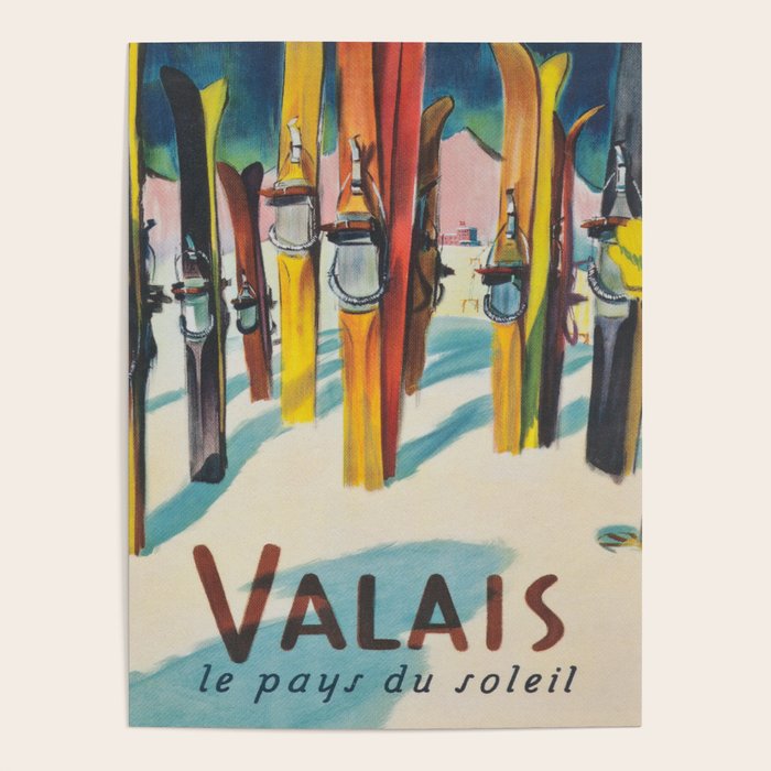 Valais Vintage Ski Travel Poster Poster Gallery Image 4