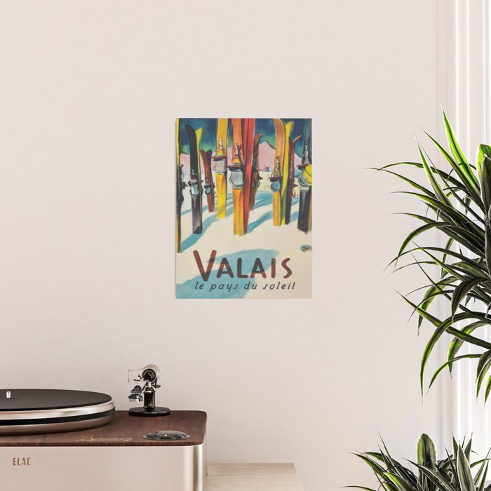 Valais Vintage Ski Travel Poster Poster Gallery Image 2