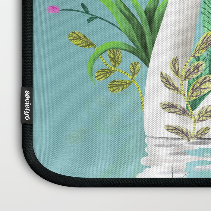 Bond, Jungle Animals, Swan Family Nature Pond Illustration, Bohemian Ducks Love Colorful Botanical Laptop Sleeve Gallery Image 3