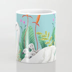 Bond, Jungle Animals, Swan Family Nature Pond Illustration, Bohemian Ducks Love Colorful Botanical Coffee Mug Gallery Image 4