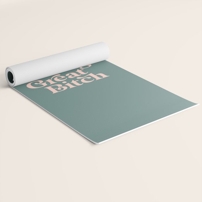 YOU'RE DOING GREAT BITCH green and peach pink Yoga Mat Gallery Image 2