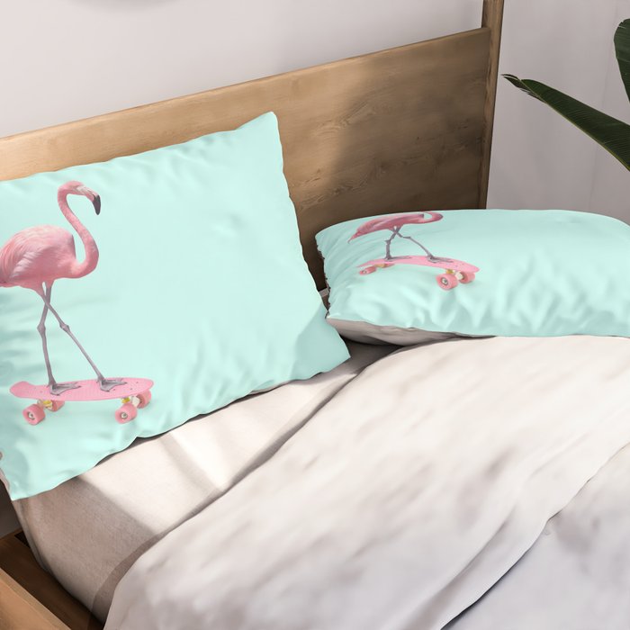 SKATE FLAMINGO Pillow Sham Gallery Image 2