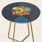 Les Fleurs Cheerful Retro Flowers in Vase Blue Side Table Gallery Image 2