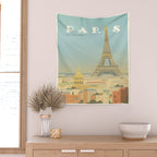 Paris France Eiffel Tower Vintage Travel Poster Commercial Air Travel Wall Tapestry Gallery Image 2