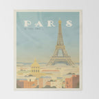 Paris France Eiffel Tower Vintage Travel Poster Commercial Air Travel Throw Blanket Gallery Image 2