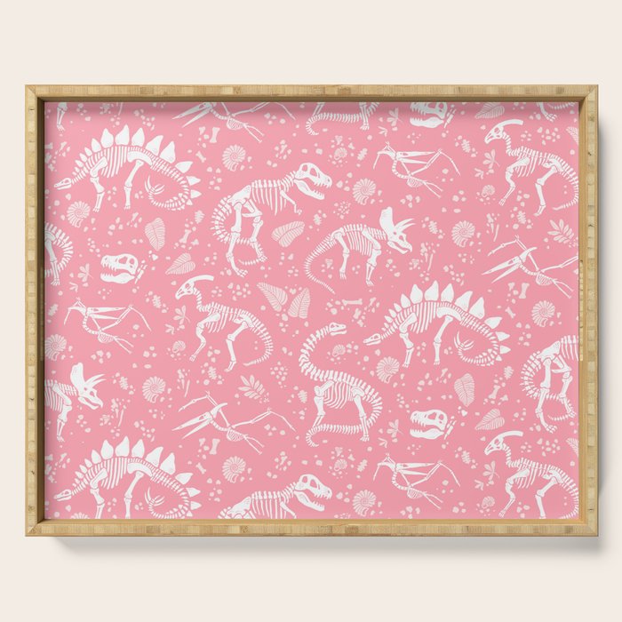Excavated Dinosaur Fossils in Candy Pink Serving Tray Gallery Image 1