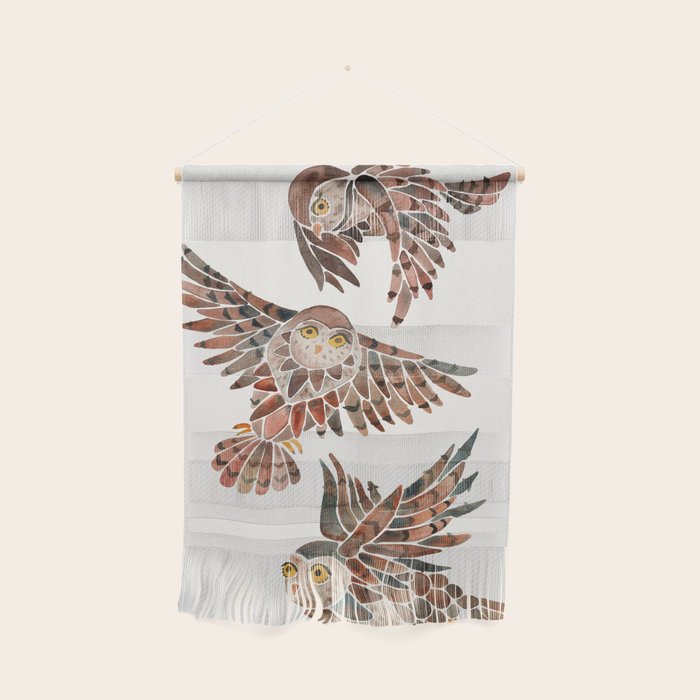 Owls in Flight - Brown Palette Wall Hanging Gallery Image 1