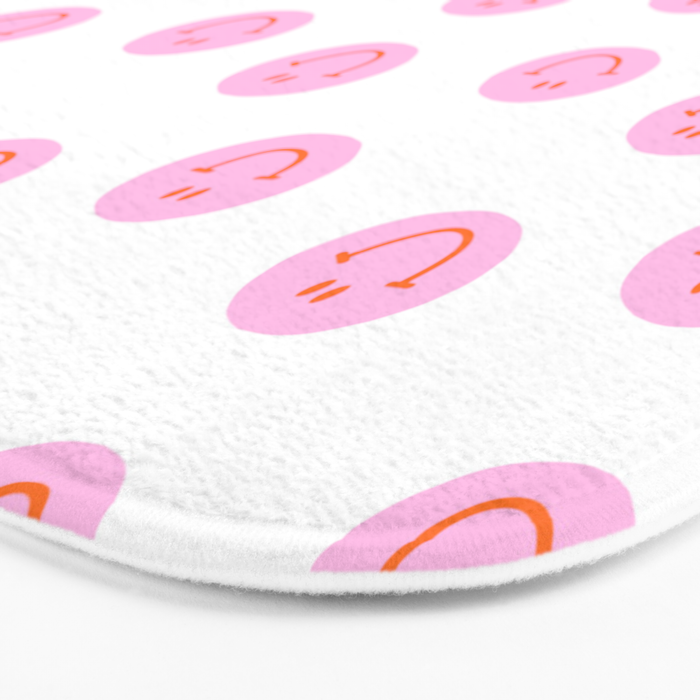 Funny happy face colorful pink cartoon seamless pattern Bath Mat Gallery Image 3