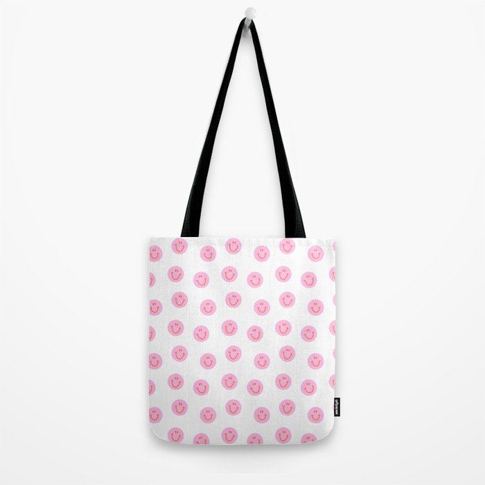 Funny happy face colorful pink cartoon seamless pattern Tote Bag Gallery Image 2