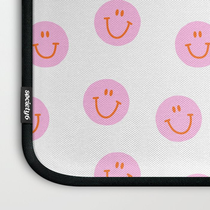 Funny happy face colorful pink cartoon seamless pattern Laptop Sleeve Gallery Image 3