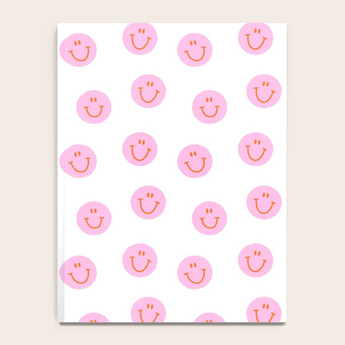Funny happy face colorful pink cartoon seamless pattern Notebook Gallery Image 4