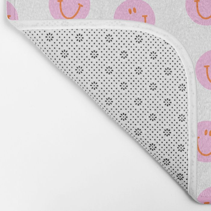 Funny happy face colorful pink cartoon seamless pattern Bath Mat Gallery Image 2