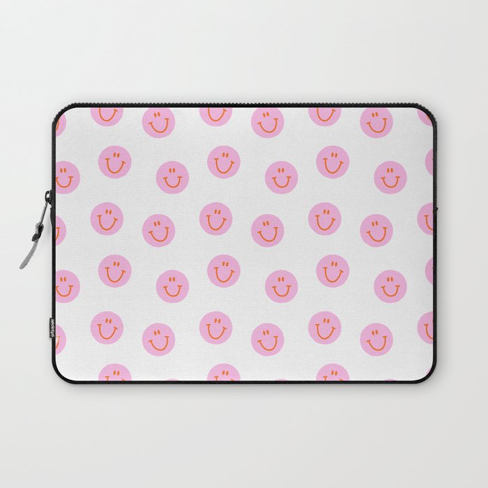 Funny happy face colorful pink cartoon seamless pattern Laptop Sleeve Gallery Image 1