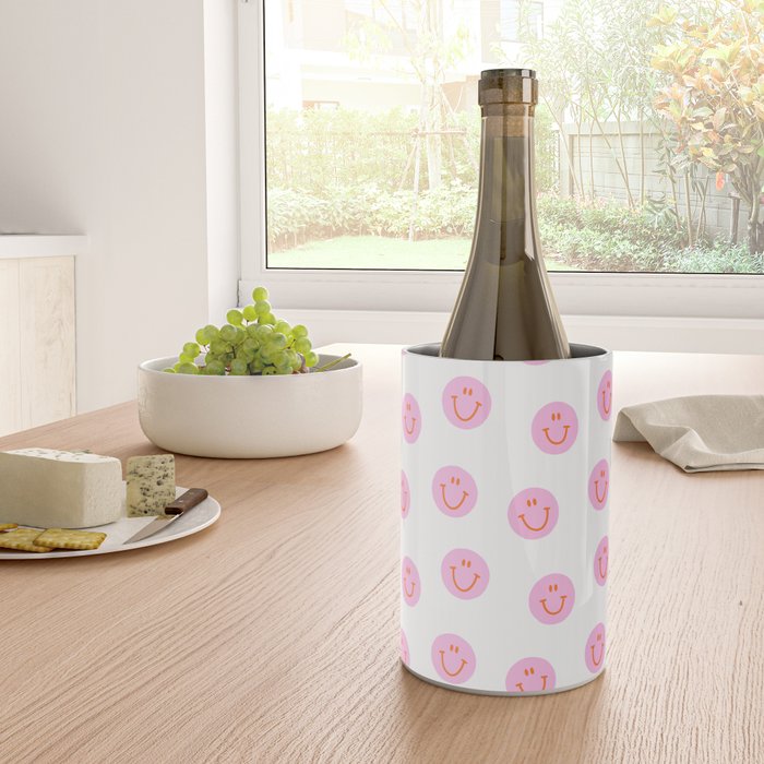 Funny happy face colorful pink cartoon seamless pattern Wine Chiller Gallery Image 4