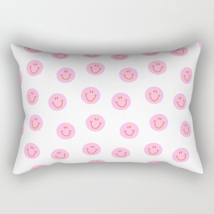 Funny happy face colorful pink cartoon seamless pattern Rectangular Pillow Gallery Image 1