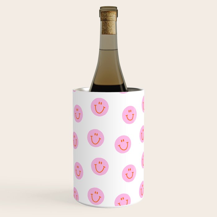 Funny happy face colorful pink cartoon seamless pattern Wine Chiller Gallery Image 3