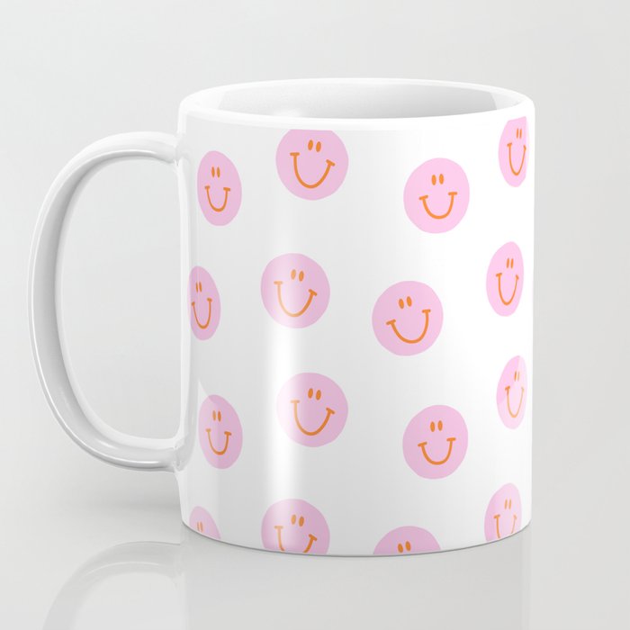 Funny happy face colorful pink cartoon seamless pattern Coffee Mug Gallery Image 3