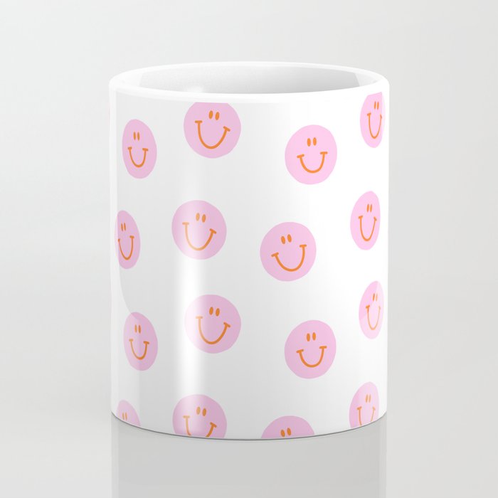 Funny happy face colorful pink cartoon seamless pattern Coffee Mug Gallery Image 4