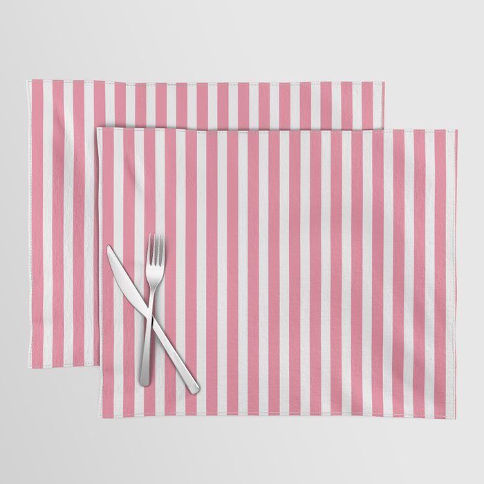 Rose Pink & White Cabana Stripe Placemat Gallery Image 1