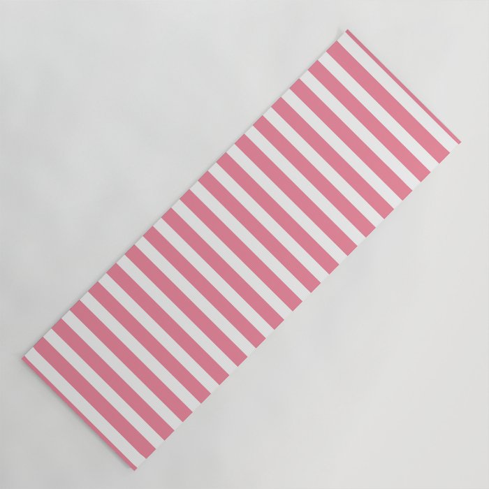 Rose Pink & White Cabana Stripe Yoga Mat Gallery Image 1