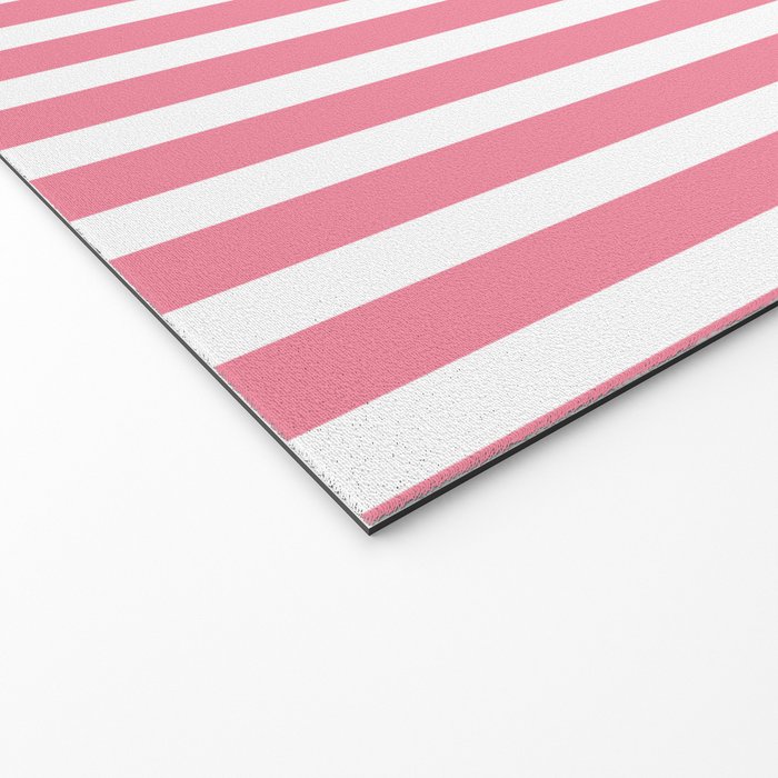 Rose Pink & White Cabana Stripe Welcome Mat Gallery Image 2