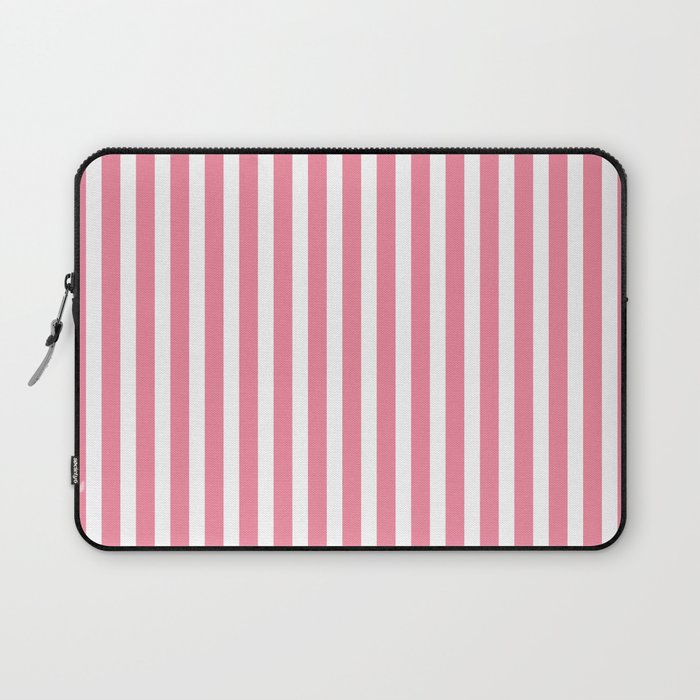Rose Pink & White Cabana Stripe Laptop Sleeve Gallery Image 1