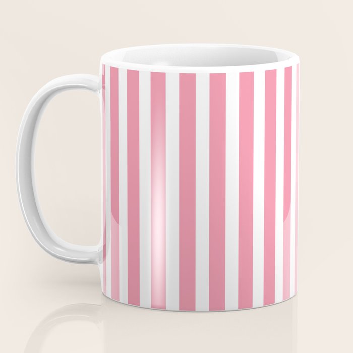 Rose Pink & White Cabana Stripe Coffee Mug Gallery Image 3